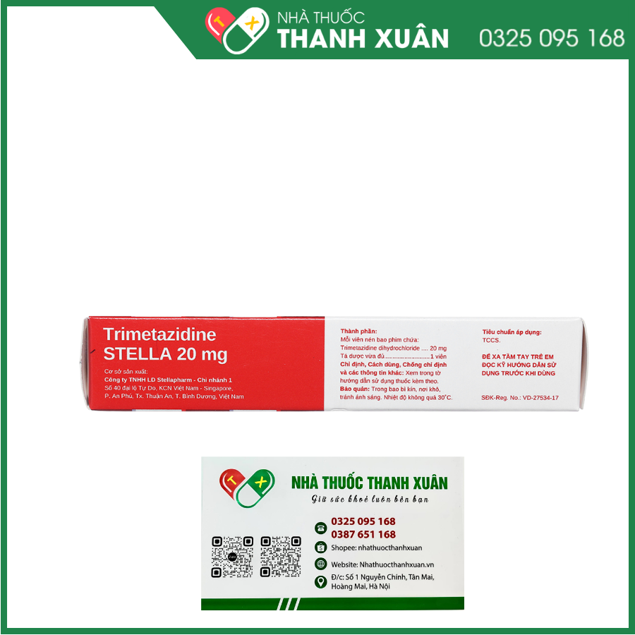 Trimetazidine Stella 20mg trị đau thắt ngực